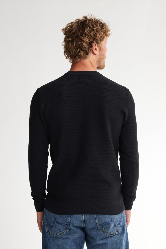 GESTRUCTUREERDE TRUI MET RONDE HALS M 3050 KWR213 9111 Deep Black